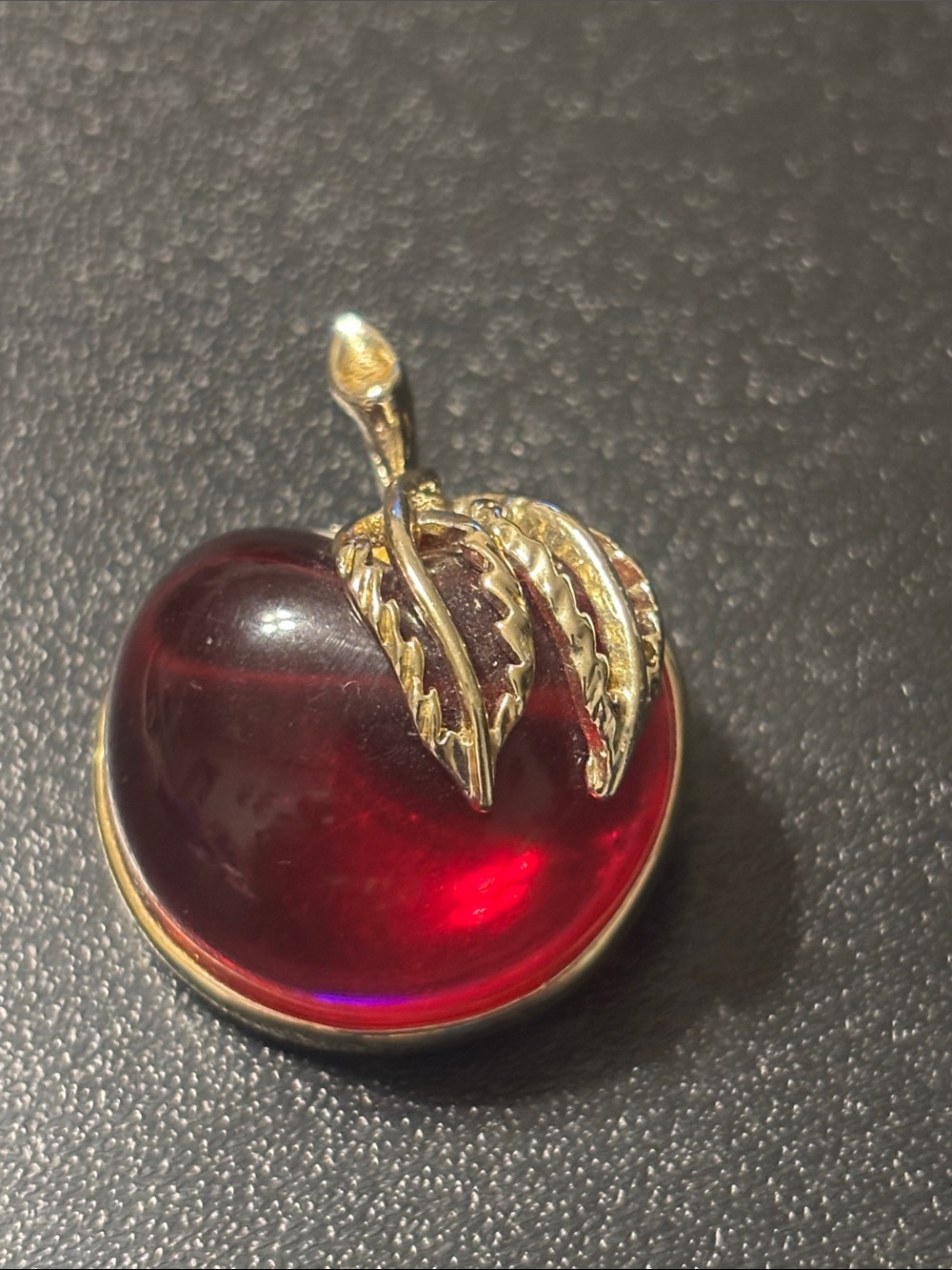 Sarah Coventry Gold-Tone Red Apple Brooch